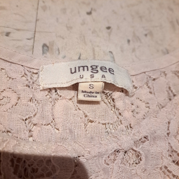 Umgee | Cream & navy blue patterned short front long back dress - Picture 13 of 14